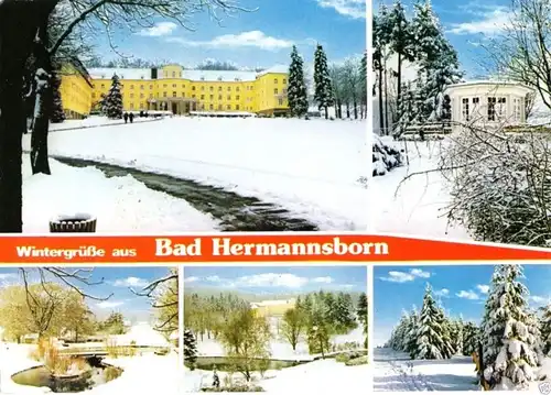 AK, Bad Driburg, Wintergrüße aus Bad Hermannsborn, fünf Abb., 1984