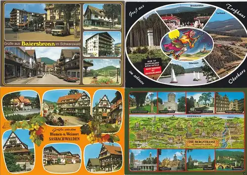 Posten  von über 100 Color-Ansichtskarte, quer durch die alte BRD, 1980er/90er