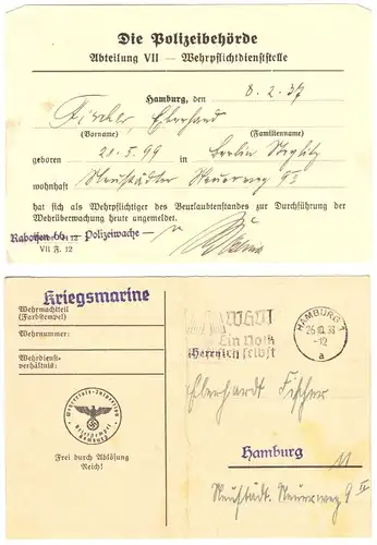 Konglomerat von Dokumenten einer Person zum Kriegsdienst im II. WK, 1937 - 1946