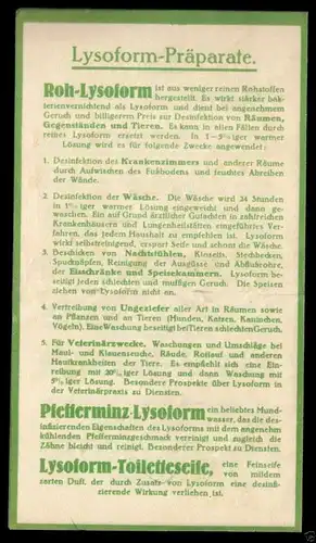 Werbezettel, Lysoform Dr. Hans Rosemann, Berlin Schöneberg, um 1930