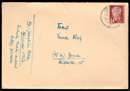 Bedarfsbrief, Mi.-Nr DDR 252 EF, o (15a) Weimar 1, 17.4.51