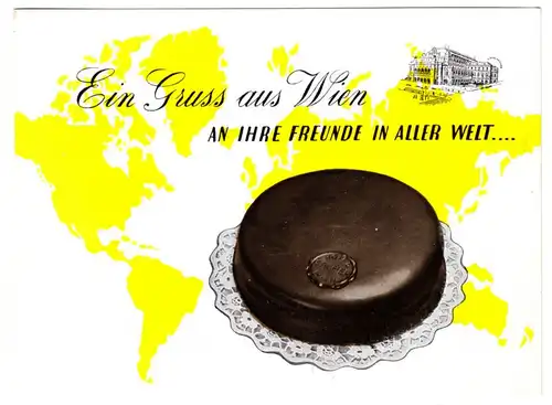 Werbeprospekt, Hotel Scher Wien, Sacher - Torte zum Versand, 1960er