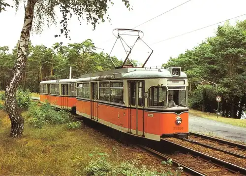 Ansichtskarte, Berlin Köpenick, Straßenbahn, Großraumzug TDE62/BDE62 nach Schmöckwitz, 1989