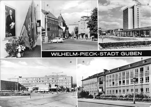 Ansichtskarte, Guben, Wilhelm-Pieck-Stadt Guben, fünf Abb., 1979