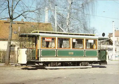 Ansichtskarte, Berlin, Straßenbahn, Beiwagen 808 der BVG, Baujahr 1906, 1989