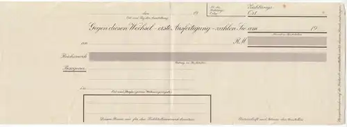 Formular für einen Bank-Wechsel, blanko, vor 1945