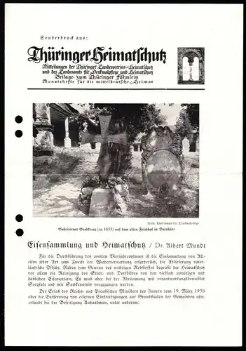 Sonderdruck, Thüringer Heimatschutz, "Eisensammlung und Heimatschutz", um 1938