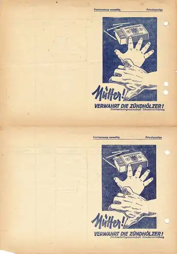 Sieben Kontoauszüge, Postscheckamt Erfurt, 1942/43, rückseitg Werbung