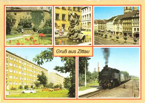 Ansichtskarte, Zittau, fünf Abb., um 1989