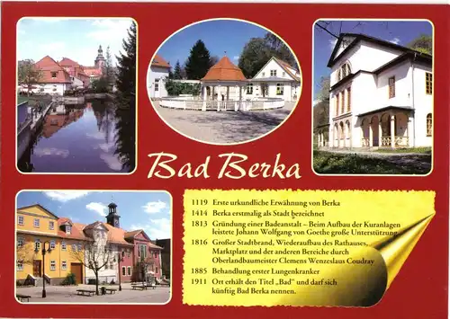 AK, Bad Berka, vier Abb., Chronik-Karte, um 1996