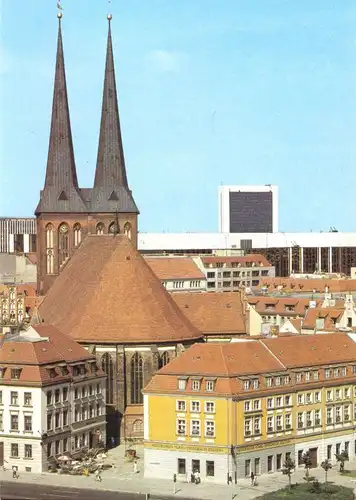 AK, Berlin Mitte, Nikolaiviertel mit Nikolaikirche, Version 1, 1989