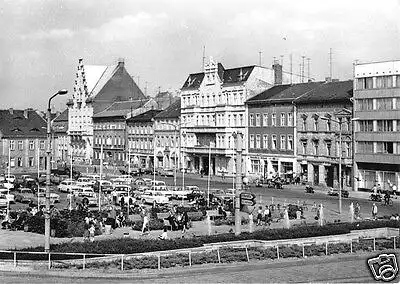 AK, Brandenburg Havel, Neustädter Markt, belebt, zeitgen. Pkw, 1975
