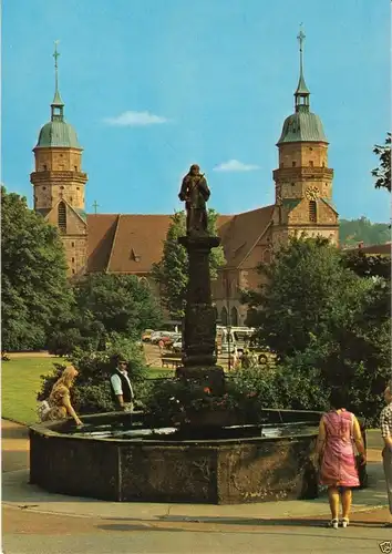 AK, Freudenstadt Schwarzwald, Ev. Stadtkirche und Marktbrunnen, um 1985