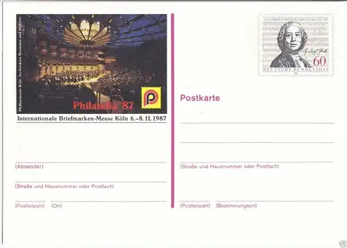 Ganzsache, Postkarte, Michel, BRD PSo 15, **