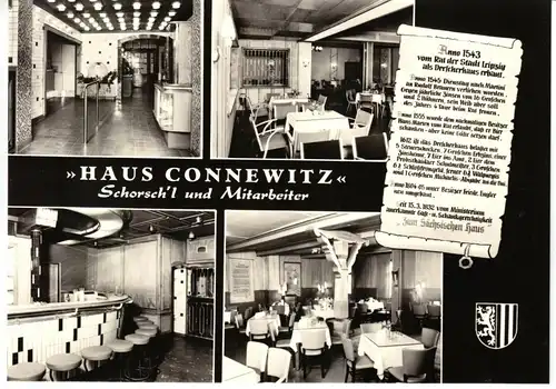 Ansichtskarte groß, Leipzig, Haus Connewitz, Schorsch'l und Mitarbeiter, vier Abb., 1968