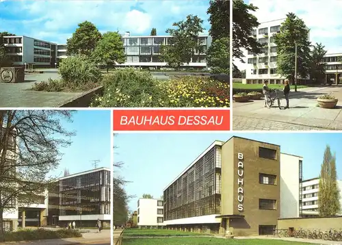 AK, Dessau, Bauhaus, vier Abb., um 1989