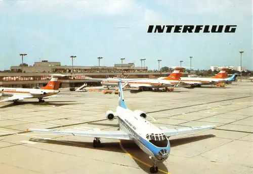Ansichtskarte, Fugverkehr, Interflug, Flughafen Berlin Schönefeld, Abfertigung, 1990