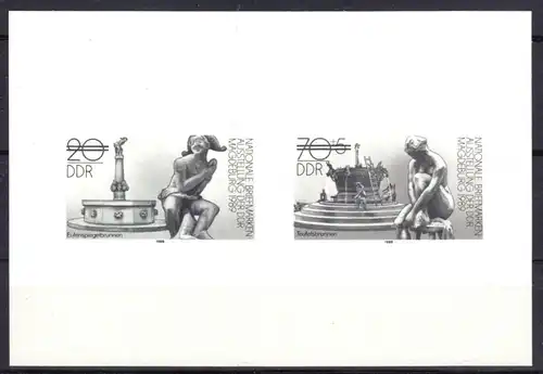 DDR, Mi.-Nr. DDR 3265/66, Schwarzdruck, 1989, Briefmarkenausstellung 1989