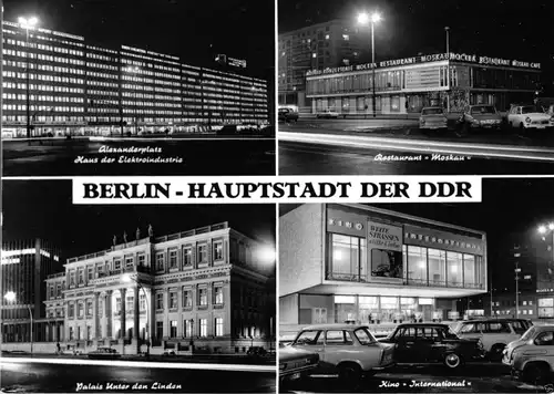 AK, Berlin - Hauptstadt der DDR, vier Nachtaufnahmen, 1972