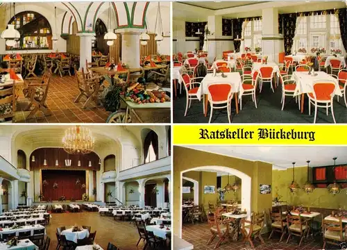Ansichtskarte, Bückeburg, Ratskeller Bückeburg, Bahnhofstr. 2, vier Abb., um 1977
