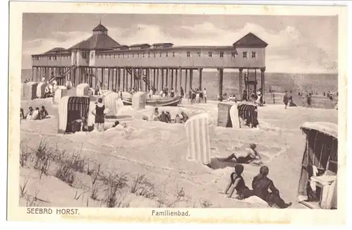 Ansichtskarte, Seebad Horst, Niechorze, Familienbad, um 1925