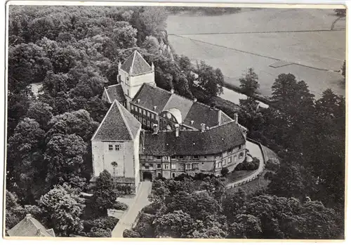 Ansichtskarte, Rheda-Wiedenbrück, Schloß Rheda, Luftbildansicht, um 1931