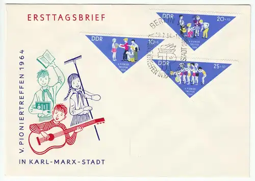 FDC, Mi.-Nr. DDR 1045-47, o SSt, Berlin W 8, 29.7.64