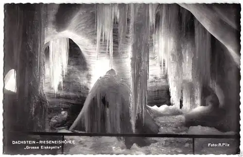 AK, Dachstein-Rieseneishöhle, "Grosse Eiskapelle", um 1958