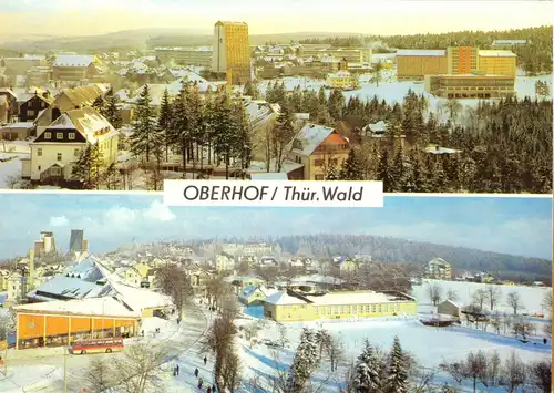 AK, Oberhof Thür. Wald, zwei Winterpanoramen des Ortes, 1980