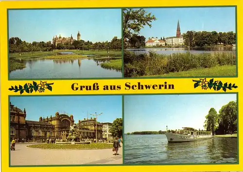 AK, Schwerin, vier Abb., gestaltet, 1987