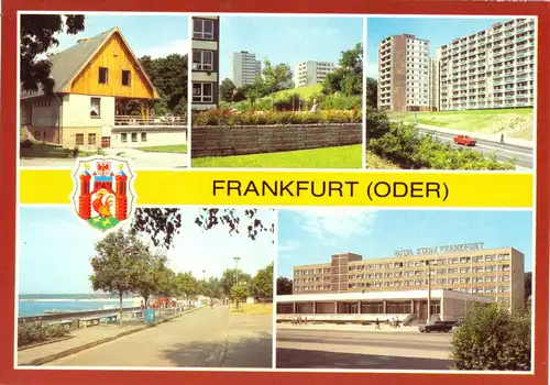 AK, Frankfurt Oder, fünf Abb. und Wappen, 1983