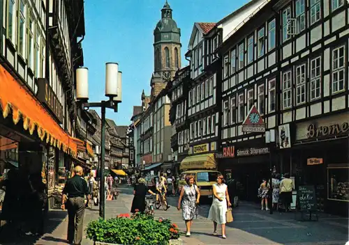 AK, Einbeck, Fußgängerzone, belebt, 1985