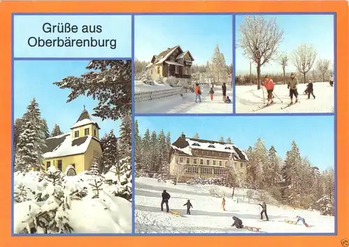 AK, Kurort Bärenburg, OT Oberbärenburg, vier Winteransichten, 1988