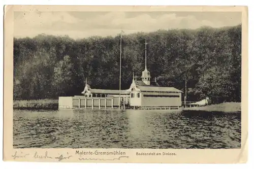 Ansichtskarte, Malente-Gremsmühlen, Badeanstalt am Dieksee, 1918