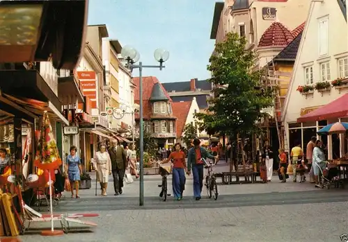 AK, Delmenhorst, Fußgängerzone - Lange Straße, belebt, um 1980