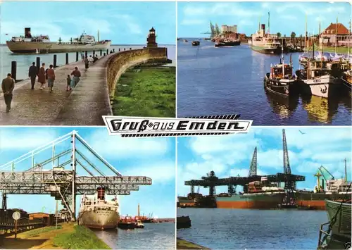 AK, Emden, vier Abb., Hafenanlagen, um 1975