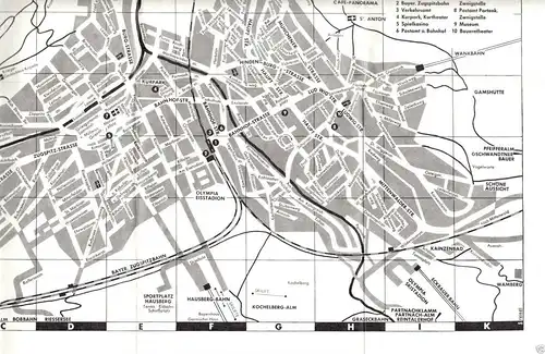 Ortsplan Garmisch-Partenkirchen und Wanderkarte, 1955