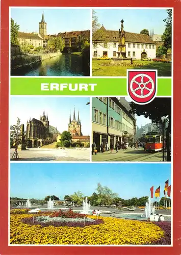 AK, Erfurt, fünf Abb., gestaltet, 1989