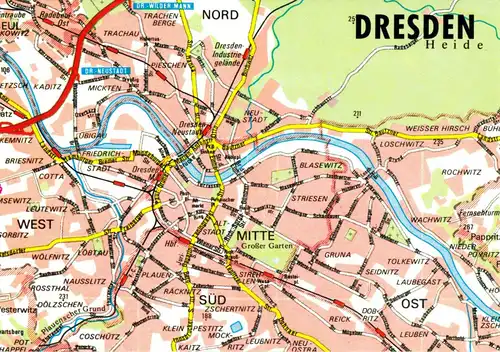 AK, Dresden, Innenstadtplan auf Ansichtskarte, um 1991