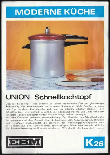 Werbeblatt, Union-Schnellkochtopf, 1975