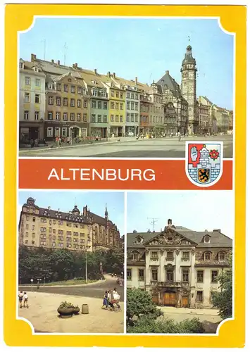 AK, Altenburg, drei Abb. und Wappen, 1986