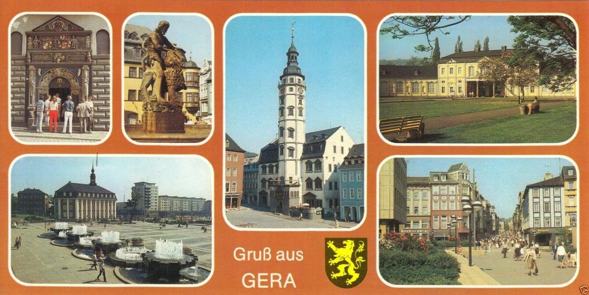 Ansichtskarte Lang Gera Sechs Abb Und Wappen 1987 Nr Oldthing Ansichtskarten Thuringen