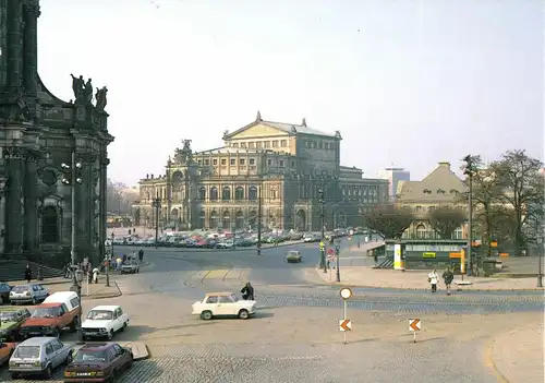 AK, Dresden, Blick zur Semperoper Dresden, um 1994