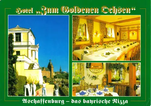 AK, Aschaffenburg, Hotel "Zum Goldenen Ochsen", drei Abb., um 2008