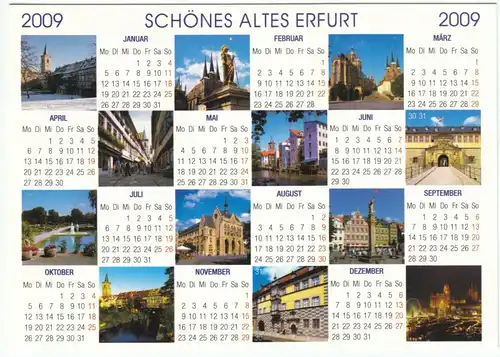 AK Großformat, Schönes altes Erfurt, 12 Abb. und Kalendarium, 2009