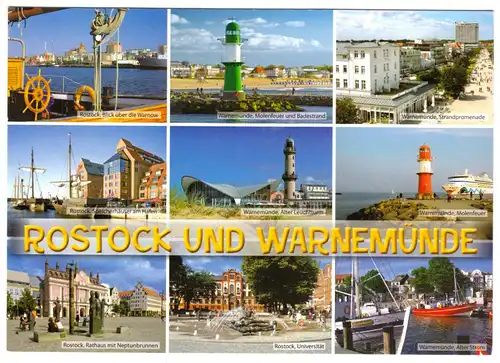 AK Großformat, Rostock und Warnemünde, neun Abb., um 2010