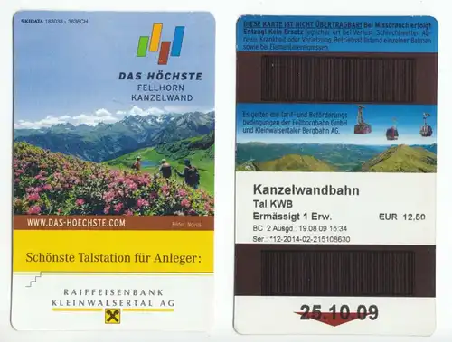 zwei Fahrkarten, Kanzelwandbahn, 2009
