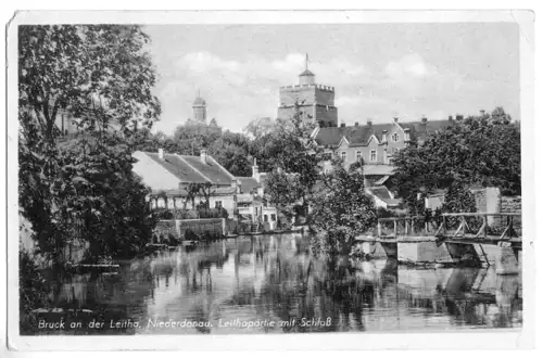 AK, Bruck an der Leitha, Leithapartie m. Schloß, 1940