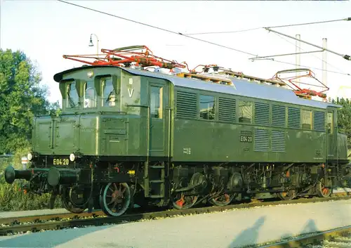AK, München Freimann, Ausbesserungswerk, E-Lok E  04 20 der DB, um 1995