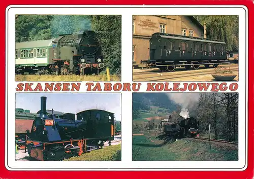 AK, Chabówka, Polen, skansen taboru kolejowego, Eisenbahnmuseum, vier Abb., 1980